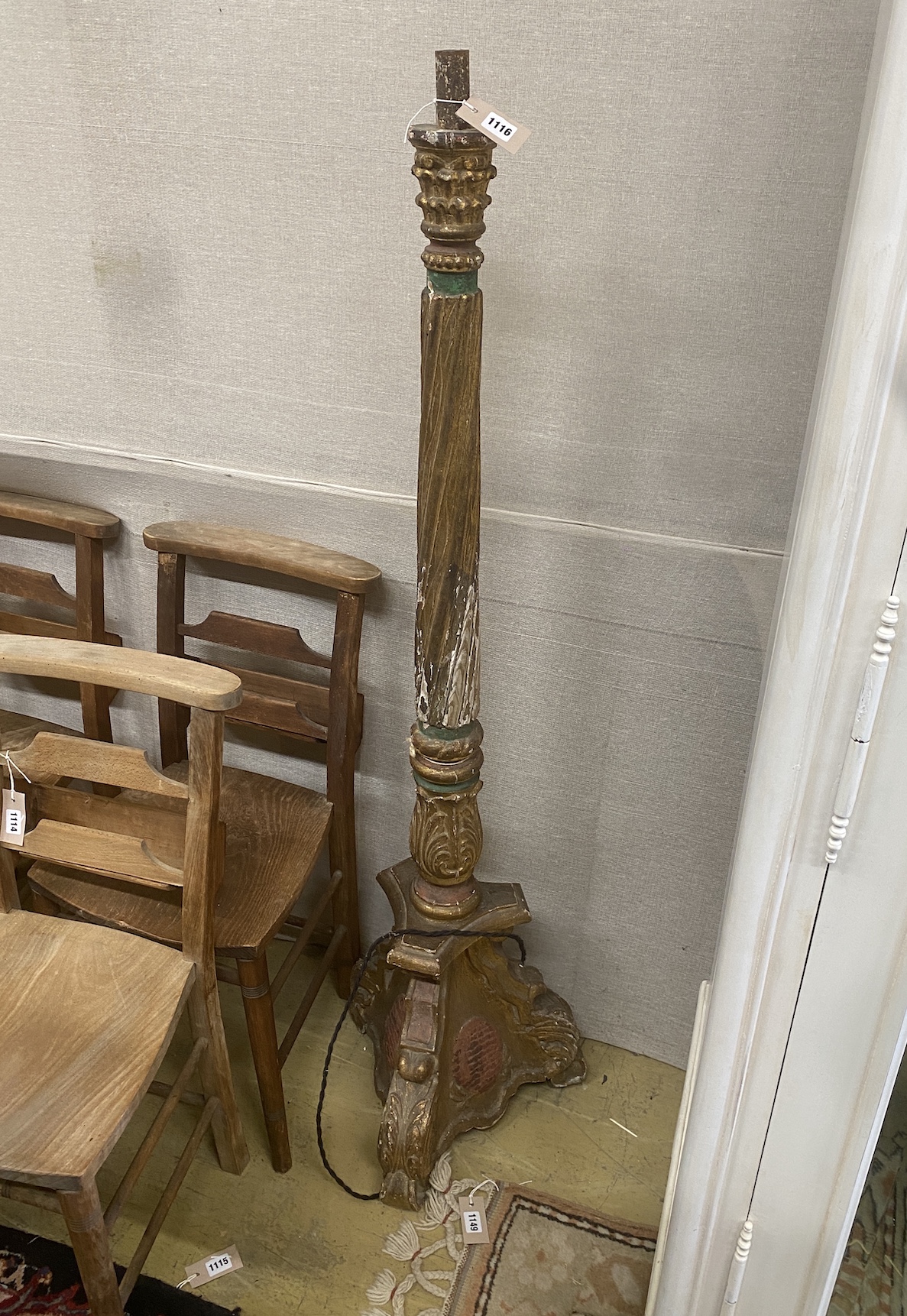 An Italian style giltwood and composition floor lamp, height 140cm